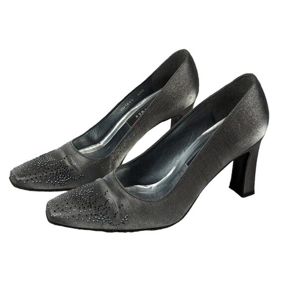 Stuart Weitzman Explosion Heels Silver Gray Size 8.5 - Picture 1 of 12